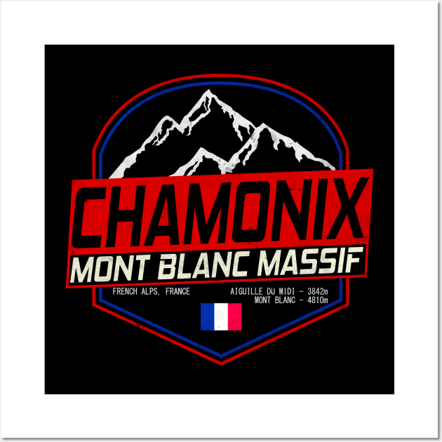 Retro Ski Chamonix Mont Blanc France Skiing and Mountain Biking Paradise Wall Art by ChrisWilson